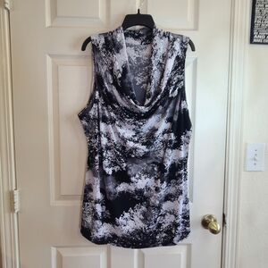 Lane Bryant Black & White Cowl Neck Sleeveless Camisole